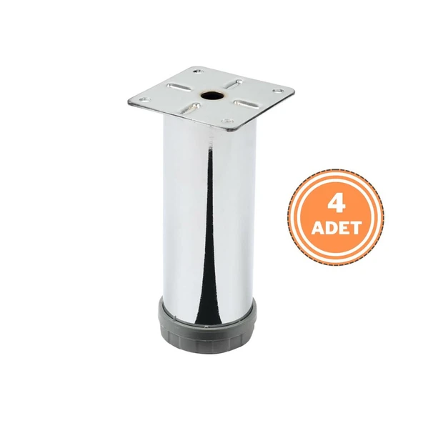 4 Adet Mobilya Ayağı Metal 12 cm Alttan Ayarlı 42 mm Krom Ayak ürün görseli 1