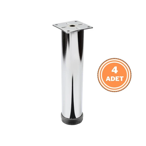 4 Adet Mobilya Ayağı Metal 20 cm Alttan Ayarlı 42 mm Krom Ayak ürün görseli 1