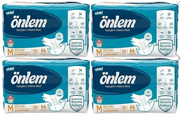 Önlem Belbantlı Tekstil Yüzey Orta Boy (M) 30'lu 4 Paket Hasta Bezi ürün görseli 1