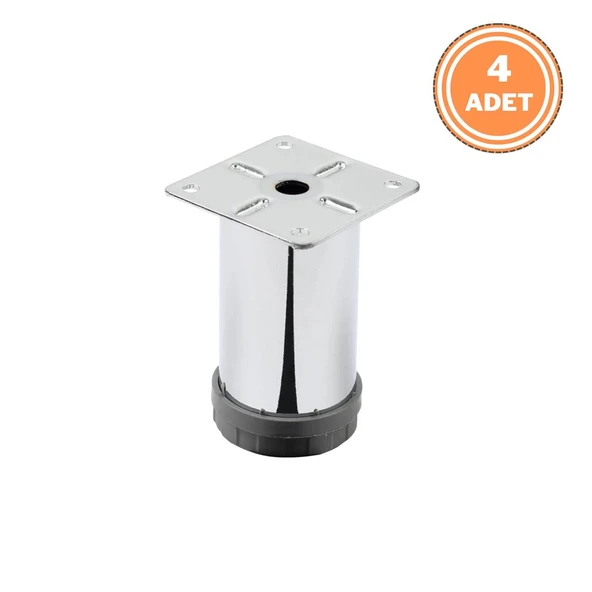 4 Adet Mobilya Ayağı Metal 8 cm Alttan Ayarlı 42 mm Krom Ayak ürün görseli 1