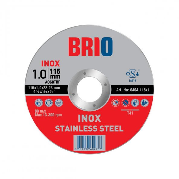 Brio Kesme Taşı Kesme Diski 115X1E Inox 5'li ürün görseli 1
