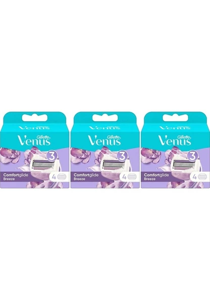 Gillette Venus 4 Comfortglide Breeze 12'li Yedek Başlık 3'lü ürün görseli 1