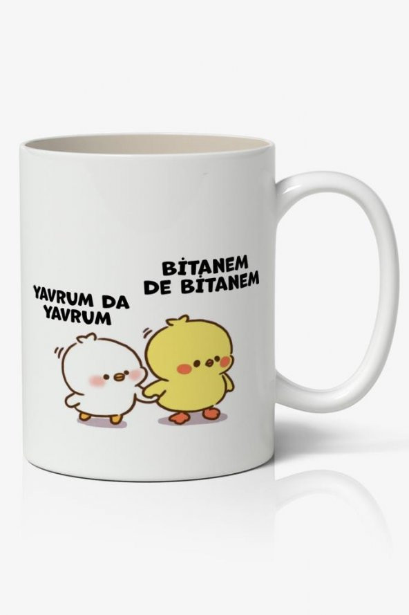 Yavrum da Yavrum, Bitanem de Bitanem Sevimli Civcivler Tasarımlı Kupa Bardak Baskılı Kahve Kupa Bardak ürün görseli 1