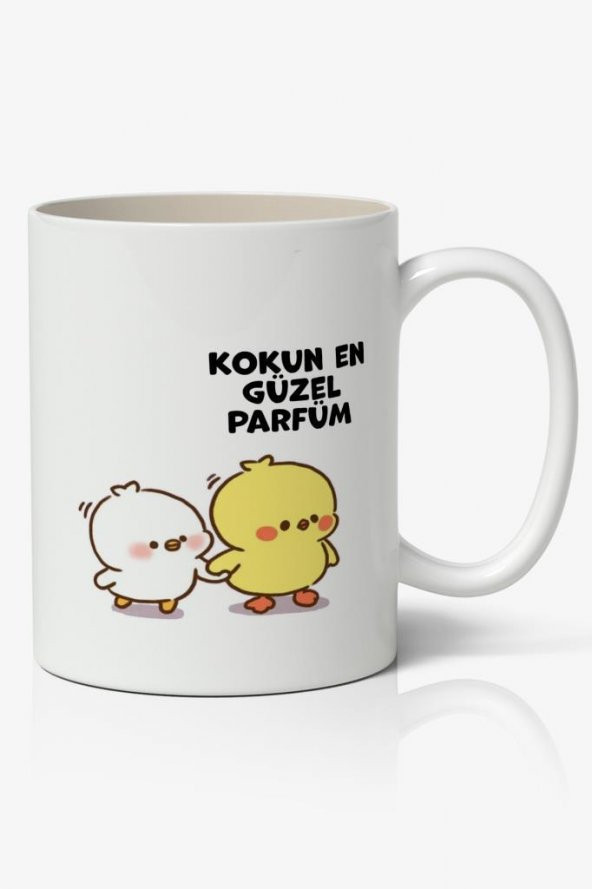 Kokun En Güzel Parfüm Sevimli Civcivler Tasarımlı Kupa Bardak Baskılı Kahve Kupa Bardak ürün görseli 1