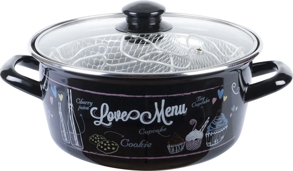 Tantitoni Love Menu Emaye Kızartma Tenceresi 28 cm KAPYA 28KTLM (8695836357347) ürün görseli 1