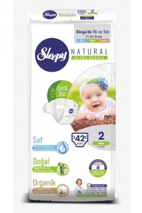 Sleepy Natural Yeni Doğan 2 Numara 42 Adet 3-6 kg 78456 ürün görseli 1