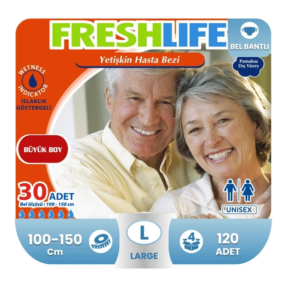 Freshlife Belbantlı Hasta Bezi L-Large Beden 120 Adet ürün görseli 1