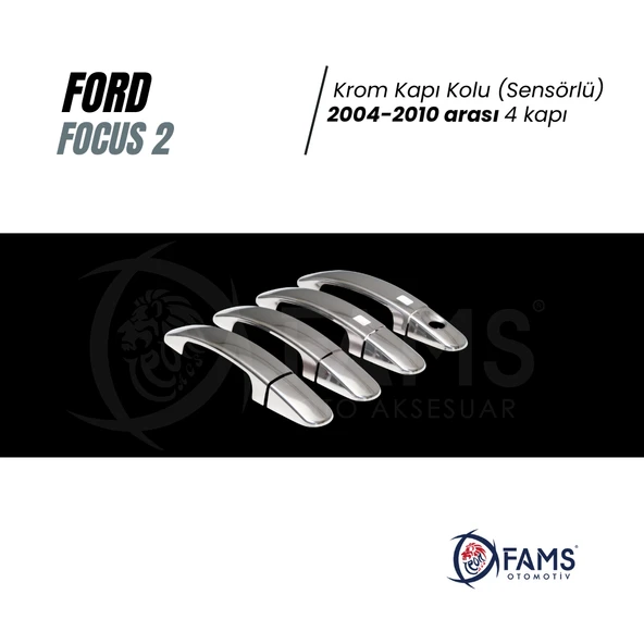 Ford Focus 2 Krom Kapı Kolu 4 Kapı 2004-2010 Paslanmaz Çelik (Sensörlü) - Resim 5