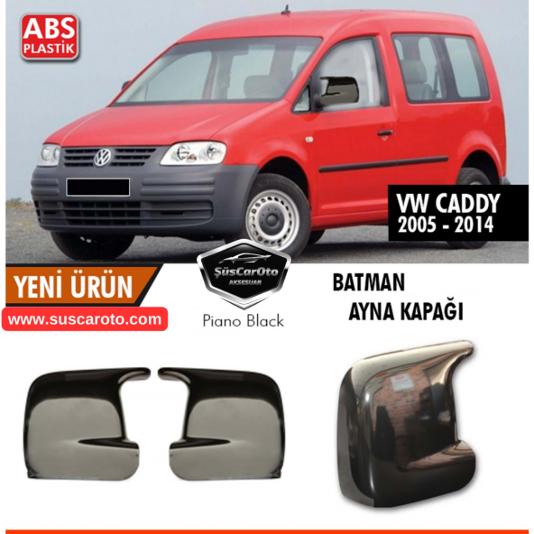 Vw Caddy Mk2 2005-2014 Uyumlu Batman Yarasa Ayna Kapağı Piano Black ABS Plastik ürün görseli 1