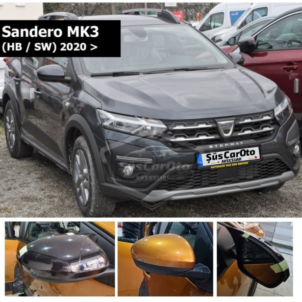 Dacia Sandero Mk3 2020 Sonrası Uyumlu Batman Yarasa Ayna Kapağı Piano Black ABS Plastik ürün görseli 1