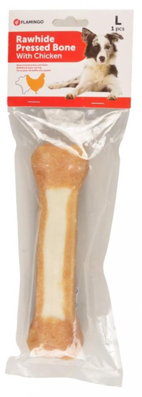 Flamingo Tavuk Eti Kaplı Kemik Köpek Ödülü 20 cm 210 gr Skt:04/2027 ürün görseli 1