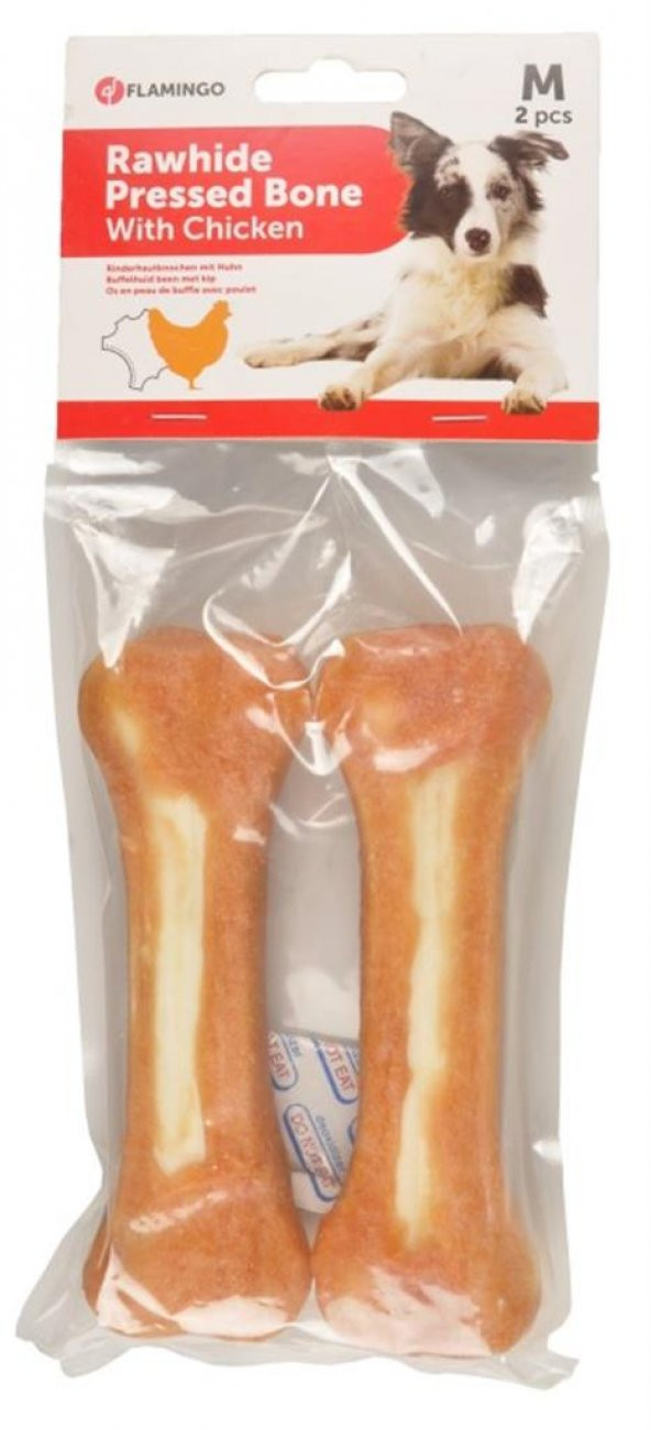 Flamingo Tavuk Eti Kaplı Kemik Köpek Ödülü 2 li  15 cm 220 gr Skt:09/2025 ürün görseli 1