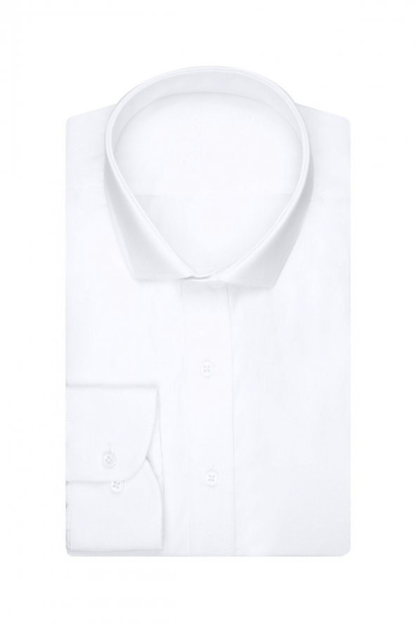 Slim Fit Beyaz Erkek Gömlek ürün görseli 1