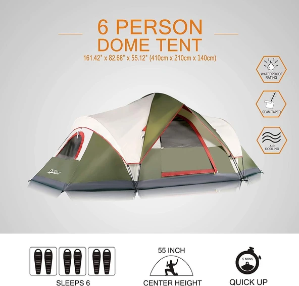 QuickUp DomeHike 6 Kişilik Otomatik Çadır - Resim 5