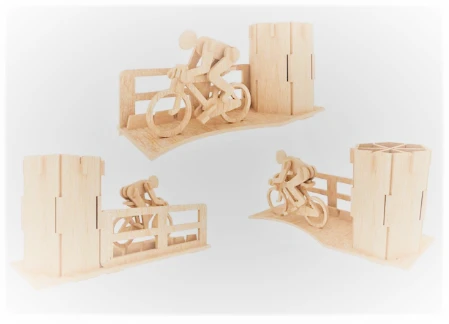 Ahşap 3D Puzzle Bisikletçi Kalemlik Maketi ürün görseli 1