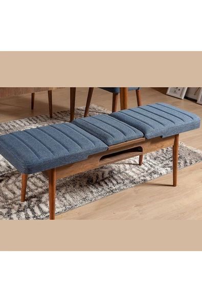 ZEYTUN Ahşap Açılır Bench Ceviz Lacivert ürün görseli 1