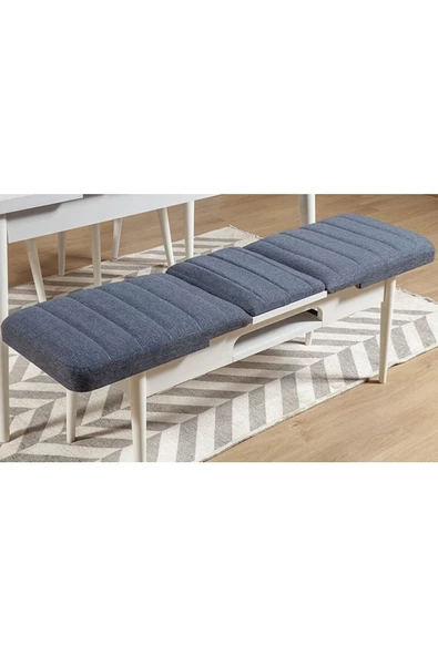 ZEYTUN Ahşap Açılır Bench Beyaz Lacivert ürün görseli 1