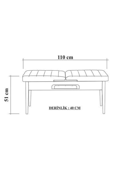 ZEYTUN Ahşap Açılır Bench Ceviz Lacivert - Resim 5