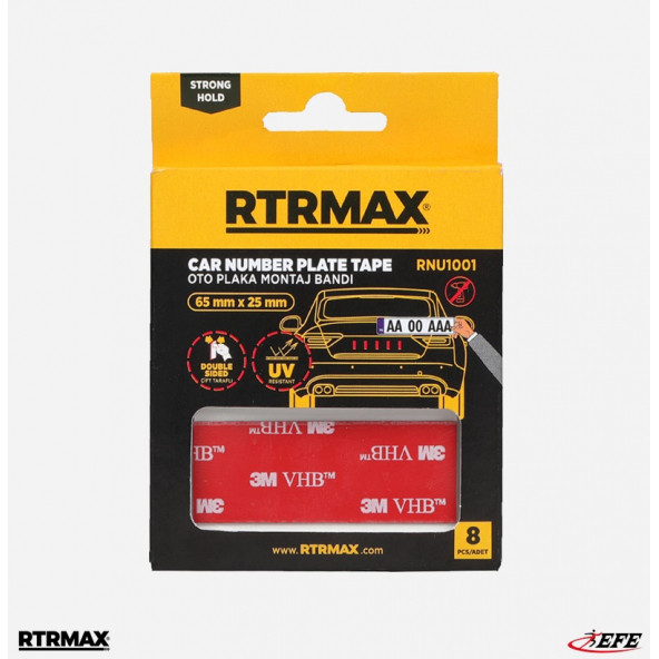 RTRMAX RNU1001 Çift Taraflı Bant Oto Plaka Montaj Bandı ürün görseli 1