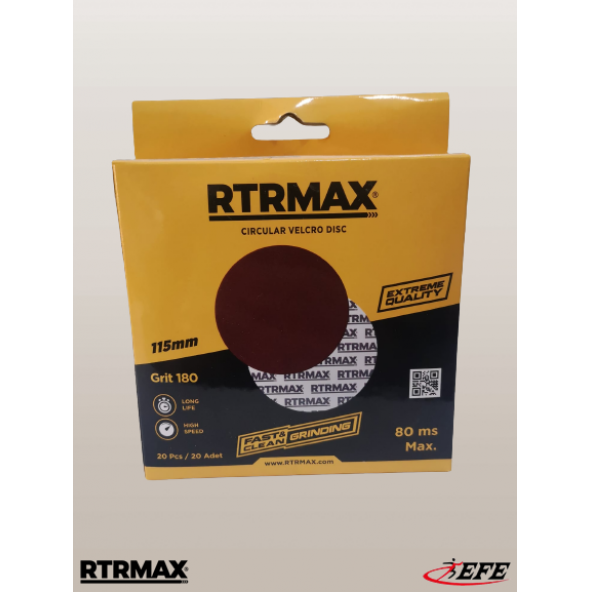 RTRMAX RDS115180 Alüminyum Oksit Cırtlı Zımpara 180 KUM 1 KUTU (20 AD) 115 MM ürün görseli 1