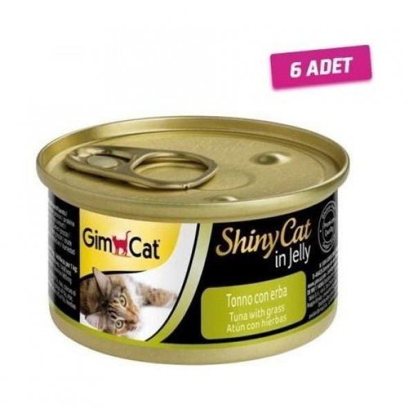Gimcat Shinycat Tuna Balıklı Çimenli Yetişkin Kedi Konservesi 70 Gr X 6 ürün görseli 1