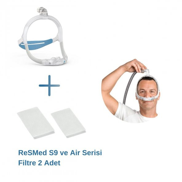 ResMed AirFit P30i CPAP Burun Yastık Maskesi (STD)+ResMed S9 ve Air Serisi Filtre 2’li Paket ürün görseli 1