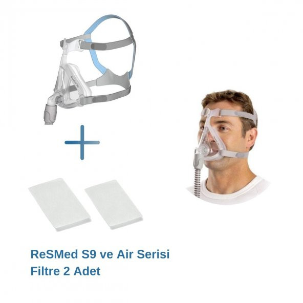 ResMed Quattro Air Tam Yüz CPAP Maskesi (Medium Boy) +ResMed S9 ve Air Serisi Filtre 2’li Paket ürün görseli 1