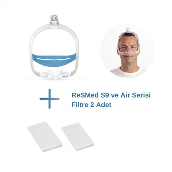 ResMed AirFit N30i CPAP Burun Maskesi STD Boy+ResMed S9 ve Air Serisi Filtre 2’li Paket ürün görseli 1