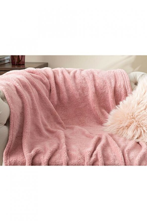 Wellsoft Battaniye, Televizyon Battaniyesi,Peluş, Polar Battaniye,Çift Kişilik 220*230 Gül Kurusu ürün görseli 1