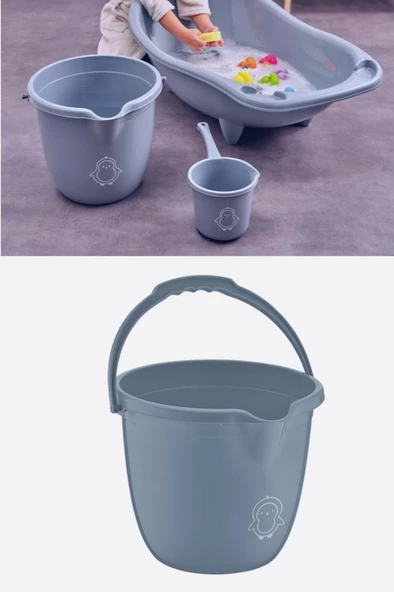Flosoft Bebek Banyo Kovası, Saplı Oluklu Çok Amaçlı Kova 13 litre ürün görseli 1