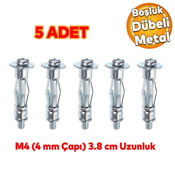 Çelik Alçıpan Boşluk Dübel FRT Tuğla Paraşüt Duvar Bims 4x38 Metal 5 Adet ürün görseli 1
