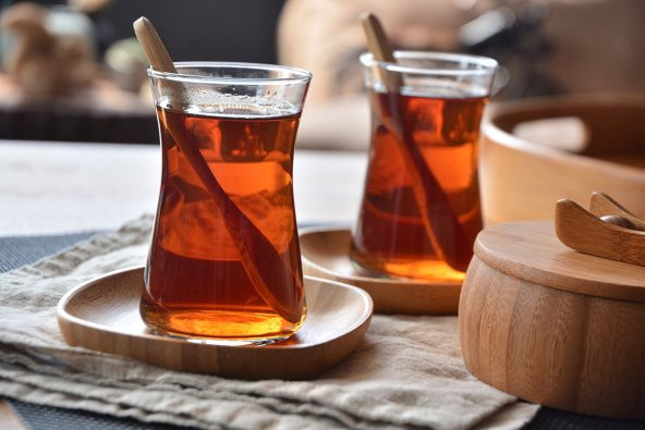 6lı Bambu Kare Çay Tabağı Seti Bardak Altlığı - Resim 3