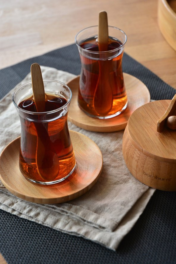 6lı Bambu Yuvarlak Çay Tabağı Seti Bardak Altlığı ürün görseli 1
