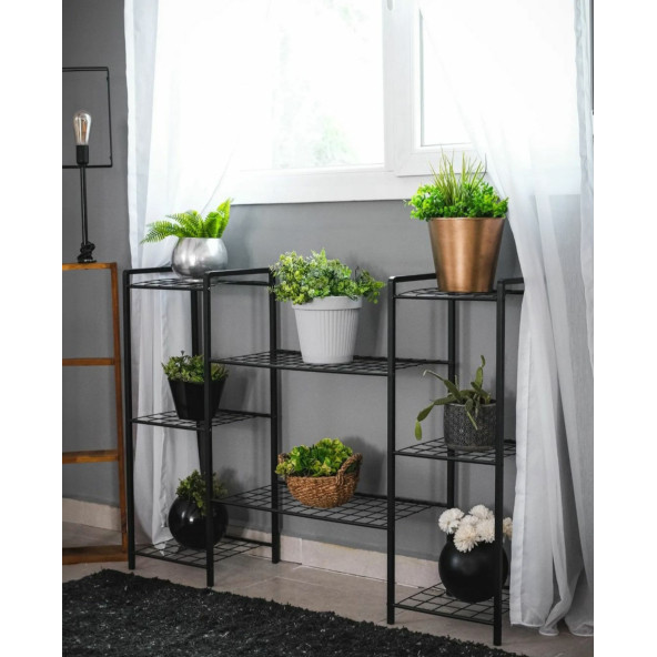 DEKORATİF METAL AYAKLI 8 TEL RAFLI SAKSI STANDI KATLI SAKSILIK ÇİÇEKLİK GARDEN ürün görseli 1