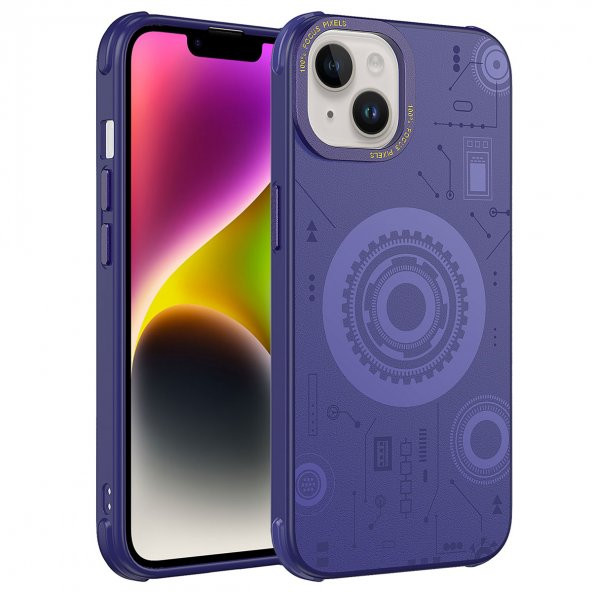 Apple iPhone 14 Plus Kılıf Buton Tasarım Köşe Korumalı Wireless Şarj Özellikli Desenli Hot Kapak ürün görseli 1