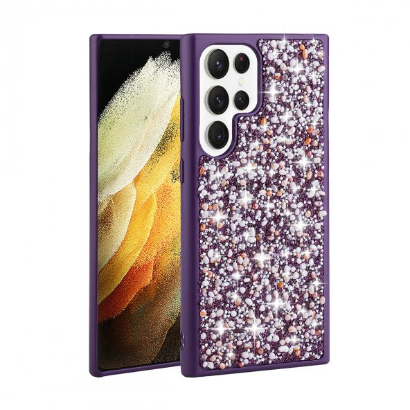 Galaxy S23 Ultra Kılıf Parlak Taşlı Tasarım Linea Kapak ürün görseli 1