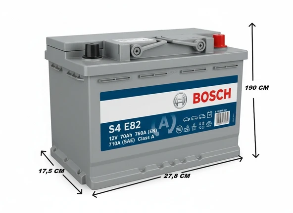 Bosch S4 E82 EFB 12 V 70 Ah 720 CCA Akü - Resim 2