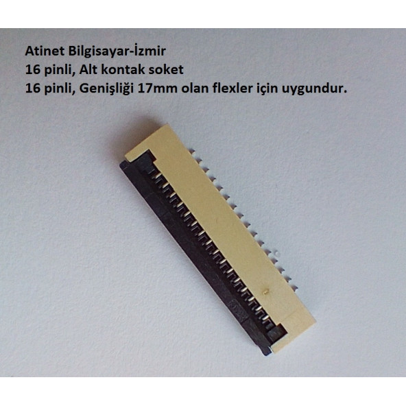 16 Pin 1Mm Adımlı Flex Soketi Flex Ffc Konnektörü Alt kontak 16-1-Alt ürün görseli 1