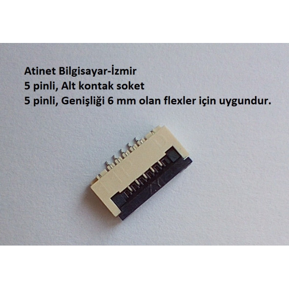 5 Pin 1Mm Adımlı Flex Soketi Flex Ffc Konnektörü alt kontak 5-1-Alt ürün görseli 1