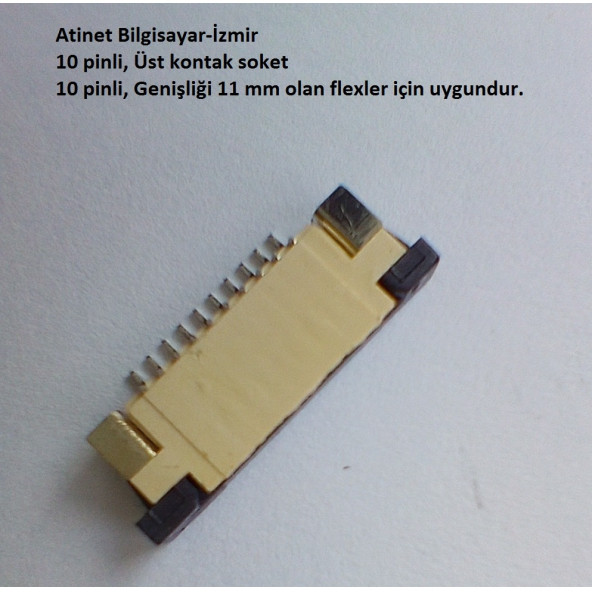 10 Pin, 1 mm Adımlı Üst kontak flex Soketi. Flex Ffc Konnektörü 10-1-Üst ürün görseli 1