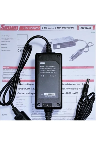 SYD1109-6016 DC DC Dönüştürücü 16V 3.75A 60W 2.5x5.5 uç ürün görseli 1
