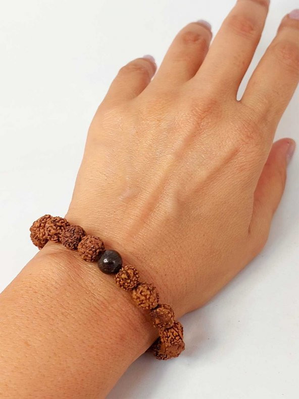 Bronzit Taşlı Rudraksha Tohum Unisex Bileklik 8mm ürün görseli 1