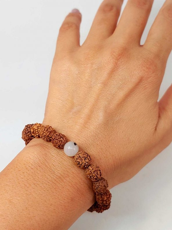 Beril Taşlı Rudraksha Tohum Unisex Bileklik 8mm ürün görseli 1