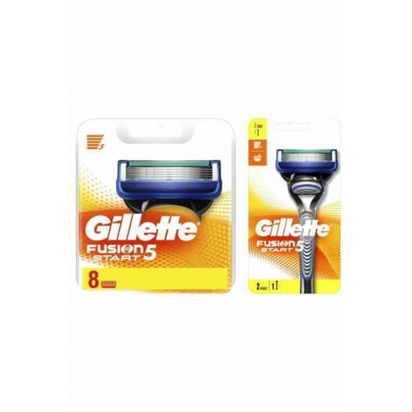 Gillette Fusion 5 Start 8'li Yedek Bıçak + Fusion Start Tıraş Makinesi 2 Yedekli ürün görseli 1