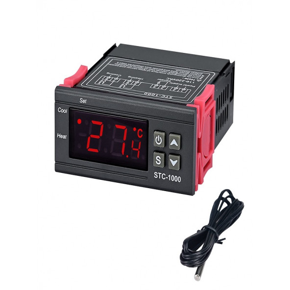 Stc-1000 Ac 110-220v 10a Lcd Ekranlı Ntc Sensörlü Termostat Sıcaklık Kontrol Modülü ürün görseli 1