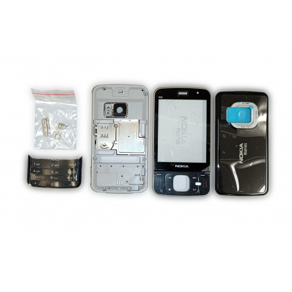 Nokia N96 Kasa Kapak Tuş Takımı N96 Uyumlu Siyah Renk Orta Kasa Ön Kapak Arka Kapak Tuş Takımı ürün görseli 1