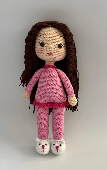 Pijamalı Kız Bebek Amigurumi Organik Oyuncak ürün görseli 1