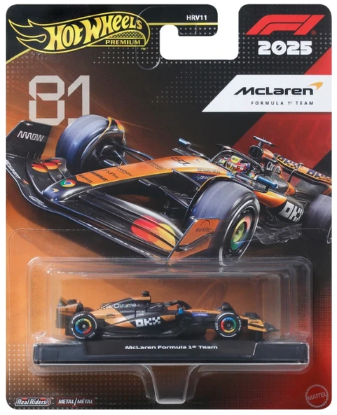 Hot Wheels Premium 2025 Formula 1 Diecast Cars Mclaren F1 Team No. 81 Siyah - Turuncu ürün görseli 1