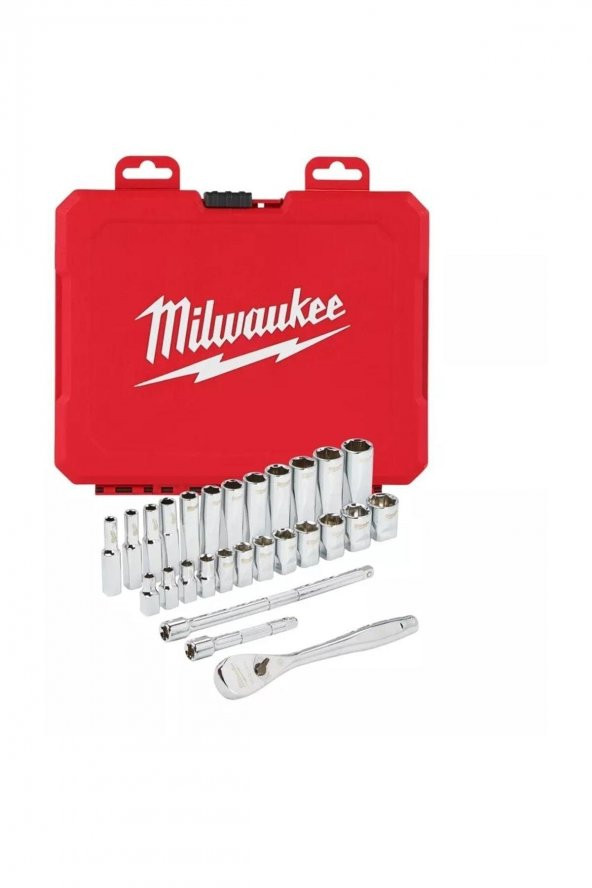 Milwaukee T4932464943 Ağır Hizmet Tipi Cırcır Lokma Takımı ¼” 28 Parça ürün görseli 1