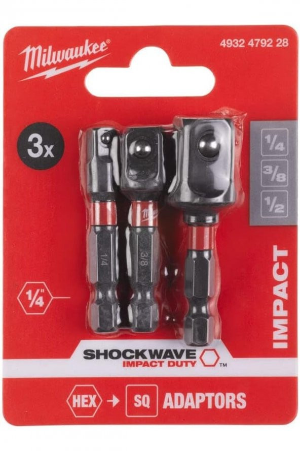 Milwaukee Hex Lokma Adaptör Seti 3 Parça 4932479228 ürün görseli 1